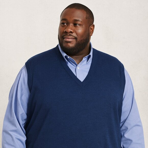 Britches Navy Blue Sweater Vest 5X Merino Wool Blend Classic Pullover Layering - Picture 2 of 13